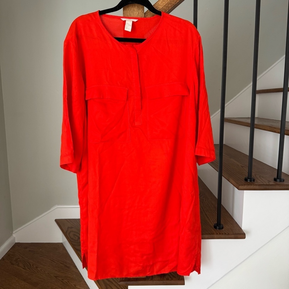 H&M Tunic Orange long Sleeves Shift Dress women’s plus size 14